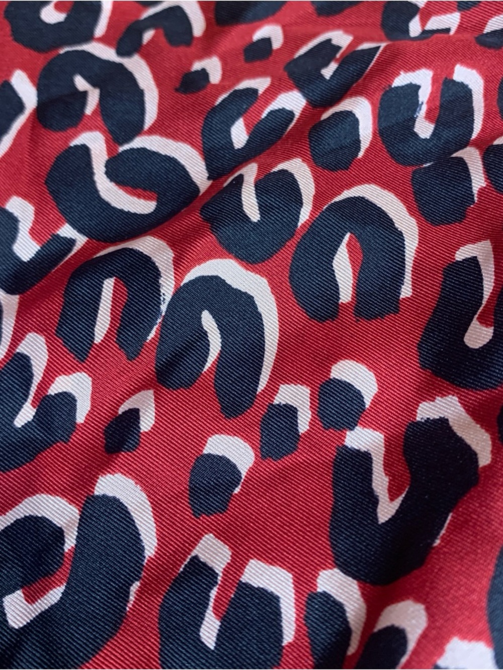 Louis Vuitton Navy Polka Dot and Red Leopard Print Silk Scarf